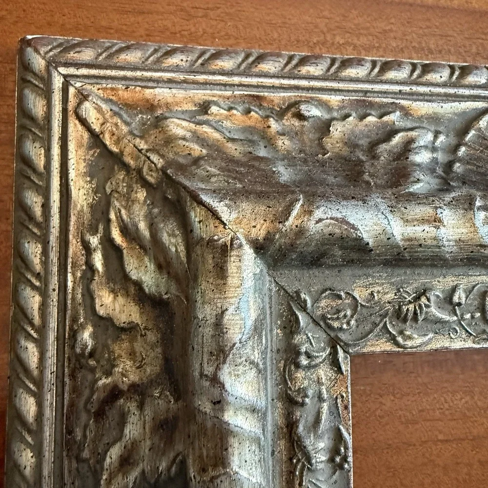Vintage Hand carved Gilded Wood Picture Frames 8x10 Gold Silver Set of 2